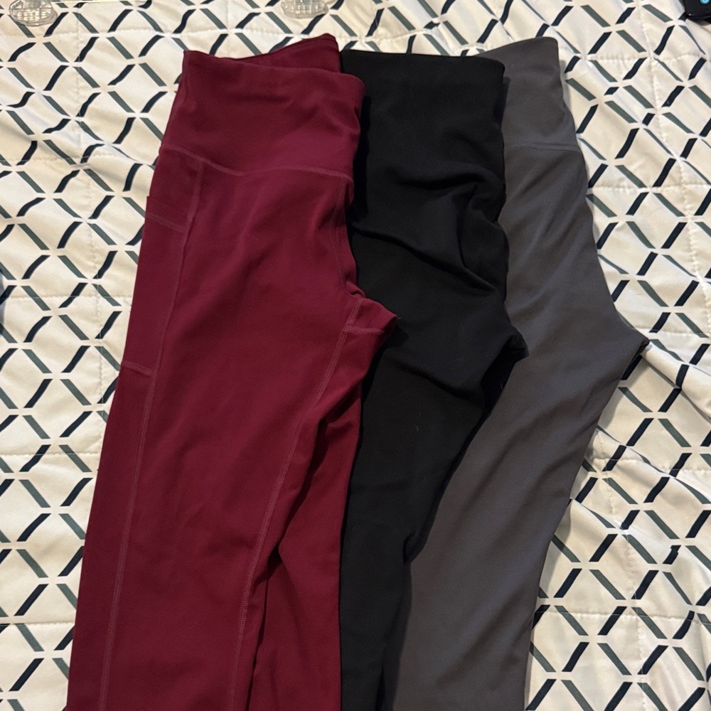 Women’s Leggings Set - Burgundy, Black, and Gray